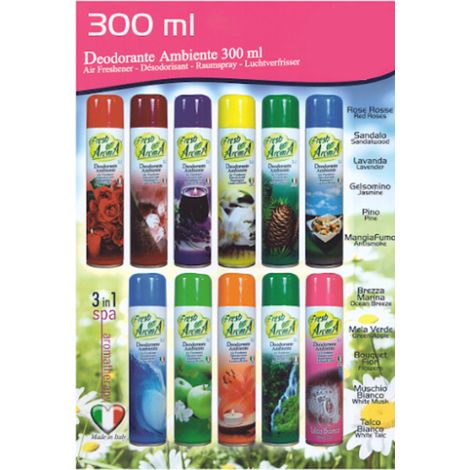 TRADE SHOP - Set 12 Pz Deodorante Per Ambiente Spray Profumo Casa 300ml Varie Fragranze -