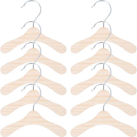 Set mit 10 Holzkleiderbügeln für Tierkleidung – Schlichte Holzkleiderbügel – 16 x 16 cm – Silber (1/4)