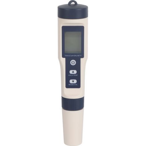 Wasserqualitätstester, 5-in-1-Funktion, Salzgehalts-, pH-, TDS- und EC-Tester mit Hintergrundbeleuchtung, EZ-9909 (1/5)