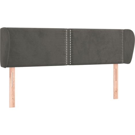 Testiera accessorio letto mobile camera da letto con bordo laterale 147 x 23 x 78/88 cm tessuto velluto grigio scuro TDL0204990
