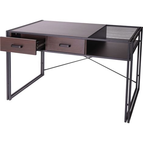 Scrivania ufficio computer HHG-453 MDF con cassetti 70x120x76cm legno scuro