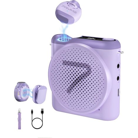 Amplificateur de voix avec microphone sans fil pour enseignants, haut-parleur portable avec suppression du bruit, portée de 50 m, fonctionnement 23 h, microphone pour enseignement, discours (1/5)