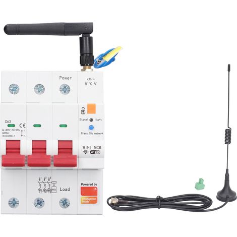 Disjoncteur de mesure WIFI 3P 63A, télécommande, commutation temporisée, commutateur de fuite intelligent, AC400V