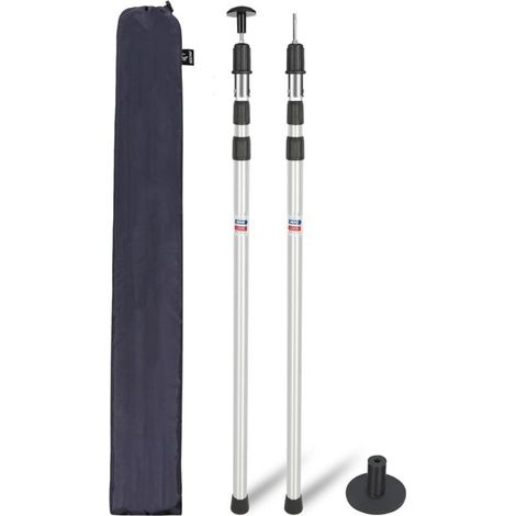 Lot de 2 mâts de Tente télescopiques, poteaux de Tente en Aluminium réglables Robustes, Barres de Camping d’Extension 230/320cm avec Capuchon de Protection pour Porche à auvent de bâche