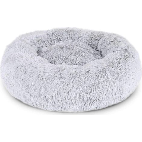 Panier rond pour chien et chat avec coussin, en forme de donut, dimensions extérieures 60 cm, gris clair (1/5)