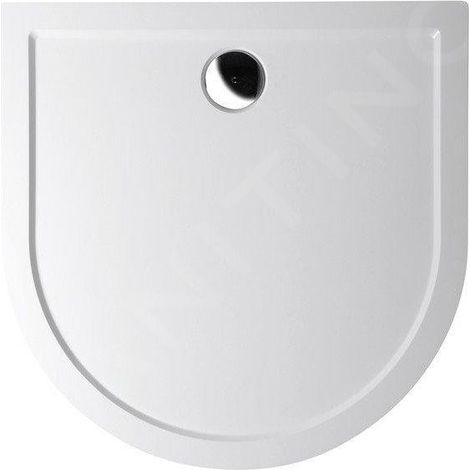Receveur de douche en marbre moulé en forme de D ISA 100, 100 x 100 cm, blanc (1/3)