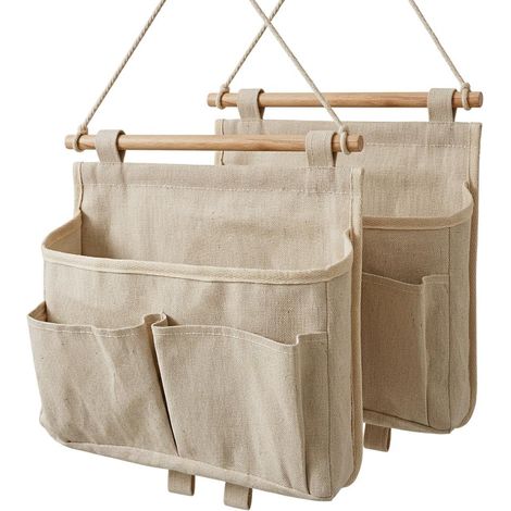 Lot 2 Organisateur Suspendu Blanc Poches Crochets Adhésifs Salle Bain Sac rangement mural, imperméable, chambre, bureau, gain place (1/5)