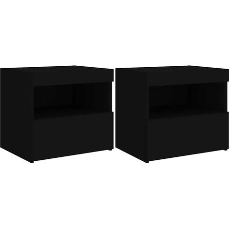 Maison Exclusive - Nachttische mit LED-Leuchten 2 Stk. Schwarz 50