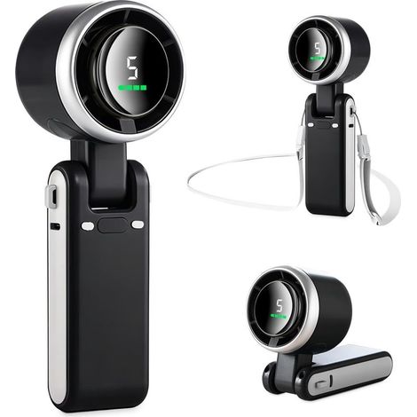 Mini ventilateur portable 3600mAh – Autonomie jusqu'à 12h – 5 vitesses – Moteur sans balais pour camping et voyages (1/5)