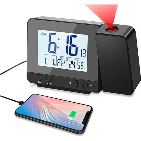 MIMOSON-Réveil projecteur, réveil projecteur numérique avec grand écran LCD, projection au plafond (1/5)