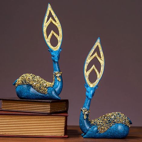 Paar zarte Elch-Motiv-Ornamente aus Kunstharz, DIY-Schreibtischdekoration