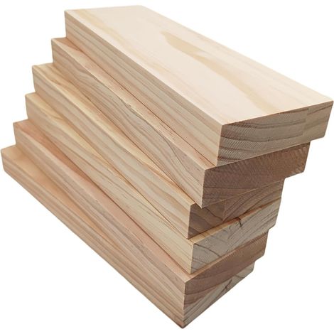 Lot de 6 planches de bois vierges rectangulaires en bois brut pour sculpter, peindre et brûler 25 x 8 x 2,5 cm (1/5)