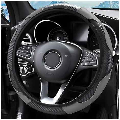 Housse de volant 15 pouces, cuir microfibre fibre de carbone extensible et élastique, protection de volant antidérapante et respirante pour femmes et hommes, accessoires auto pour SUV, camion, fourgon