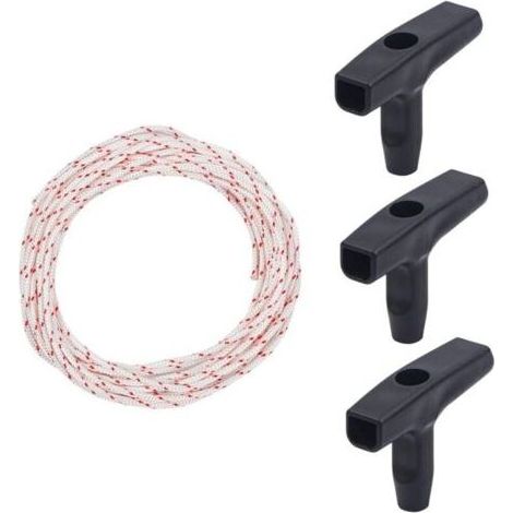 Cordon de démarrage à rappel de 10 m (3,0 mm) avec 3 poignées de démarrage pour accessoires de tondeuse à gazon, tronçonneuse, coupe-bordures, moteur de tondeuse (1/4)