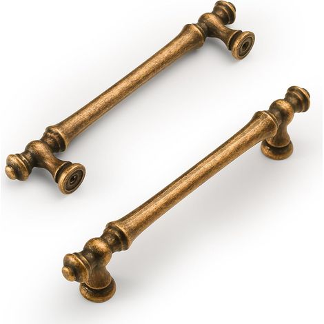 6 Pièces Poignées De Meuble Bronze Rétro, 128mm, En Alliage De Zinc, Pour Cuisine, Armoires, Tiroirs Et Placards Uk0017 (1/5)