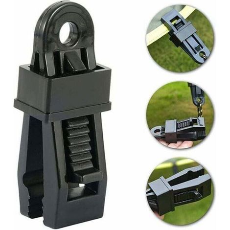 Lot de 12 Pinces à bâche, clip robuste pour tente, fixation voile d'ombrage, piscine, pare-soleil voiture, extérieur (1/5)