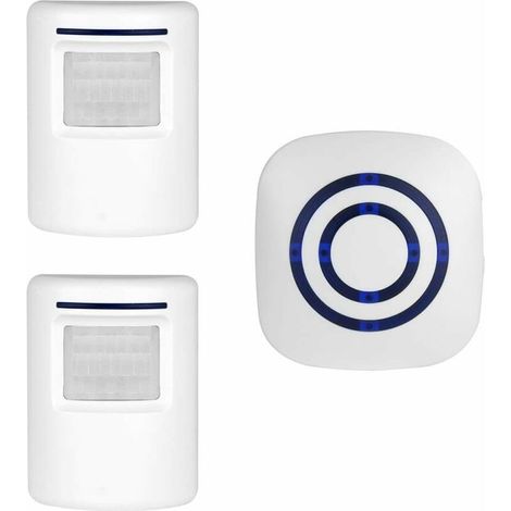 Green Mobility-Sonnette sans Fil, Carillon sans Fil Etanche à 150 Mètres de Portée, Kit de Carillon avec LED et 36 Mélodies au 4 Niveau Volume pour Maison, Bureau, Hôtel-1 Emetteur et 2 Récepteurs Inc (1/4)