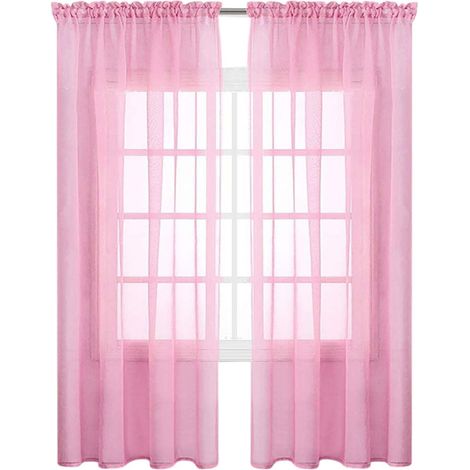 Rideaux transparents pour salon, panneaux de rideaux à œillets, chambre, voilage semi-transparent, noir (39''L x 51''H, 2 panneaux) (1/5)