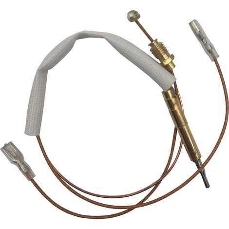 Thermocouple à gaz pour Chauffage extérieur - 350 mm - Écrous pour Valve de gaz de 8 mm - Deux bornes carrées Plates de 4,8 mm de Large pour Interrupteur inclinable (1/5)