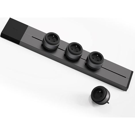 GONEO Multiprise Murale, Rail de prise électrique amovible 50cm et 4 Adaptateurs 230VAC 3680W 16A (1/5)