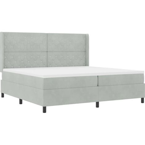 Maison Exclusive - Letto a molle con materasso Grigio chiaro 200 x 200 cm Velluto (1/5)