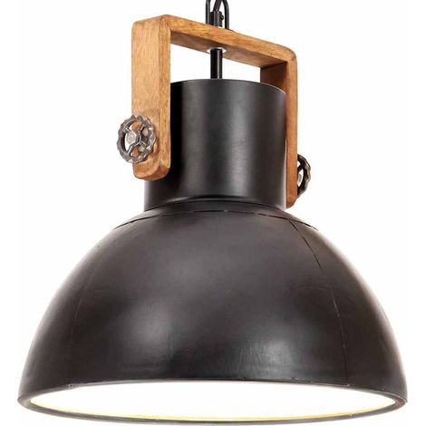 vidaXL Lámpara colgante industrial redonda 25 W negra 30 cm E27 (1/5)