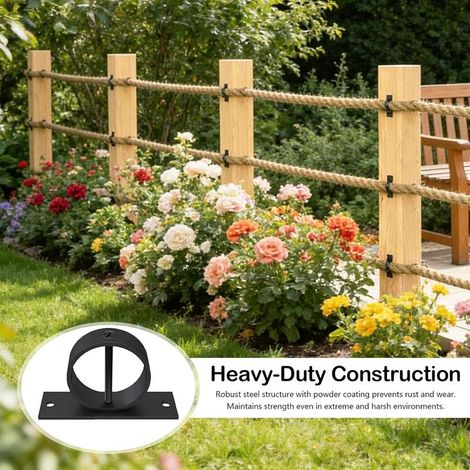 Supports de corde de clôture de 5 pièces, support de bague avec fixation à vis croisée, support de barreau de corde en acier inoxydable, pour cordes de jute, accessoires de rampe d'escalier (1/2)