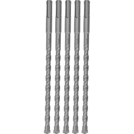 5 pièces Mèches à Percussion Carbure 210mm pour Béton et Briques, Forets Spirale 2 Trous 10mm / 0.39in (1/5)