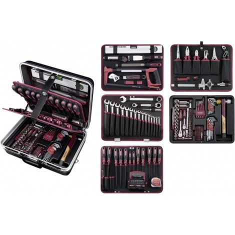 Kraftwerk – Mallette d'outils P300 – 185 pièces – Mallette rigide ABS avec châssis aluminium – Serrure numérique – Dimensions 490 x 195 x 400 mm (1/5)