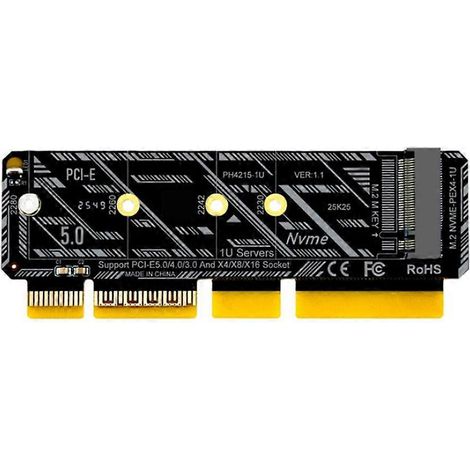 PH4215-1U NVMe M.2 zu PCI-E 5.0 Adapterkarte, Einzellaufwerk-Adapterkarte, M-Key, 4x volle Geschwindigkeitserweiterung für 1U-Server (1/5)