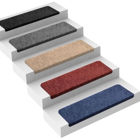 Floordirekt – Tapis d'escalier London gris clair 23,5 x 65 cm – Polypropylène durable – Bords surjetés pour éviter l'effilochage – Fixation adhésive