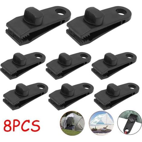 Pince pour bâche,Clips de Fixation Robustes pour bâche,Pinces de Verrouillage Coupe-Vent,pour Tente de Camping,Auvent,Voiture,Bateau (1/4)