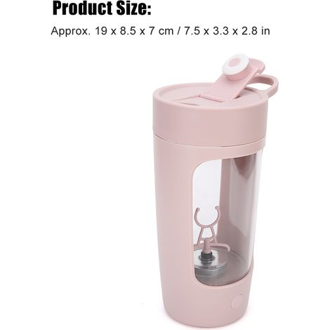 Blender portable automatique rechargeable USB 650 ml avec gobelet mélangeur et bouteille, outil de cuisine rose (1/5)