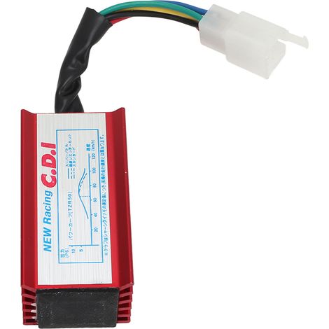 Boîtier CDI Racing 5 broches rouge, module de commande pour quad, karting, moto tout-terrain, moto, VTT et scooter (moteur horizontal) 50cc, 70cc, 90cc, 110cc et 125cc (1/5)