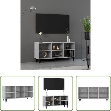 Meuble tv gris béton - Meuble TV avec pieds en métal Gris béton 103,5x30x50 cm (1/5)