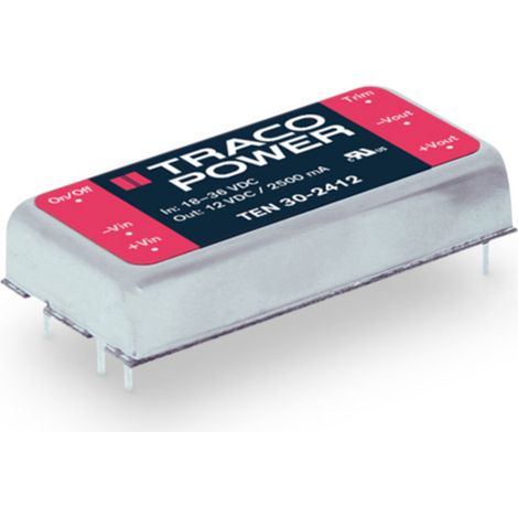 TracoPower TEN 30-2412 DC/DC-Wandler, Print 24 V/DC 12 V/DC 2.5 A 30 W Anzahl Ausgänge: 1 x Inhalt 1 (1/3)