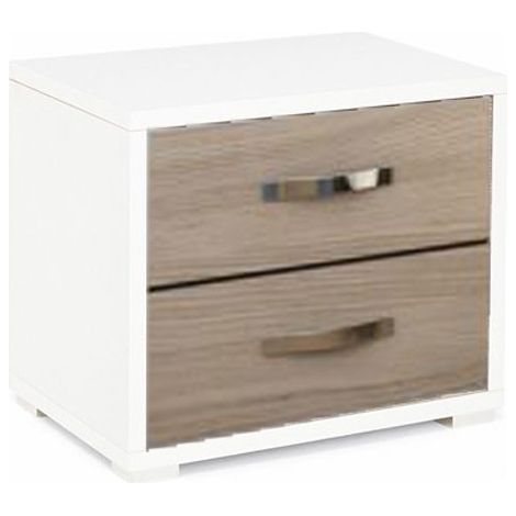 Table de chevet avec caisson avant blanc Orme 2 tiroirs 36x52xH 43 (1/2)