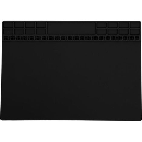 Tapis De Soudure Magnétique En Silicone Résistant À La Chaleur 350x250x4mm Noir Pour Réparation Électronique