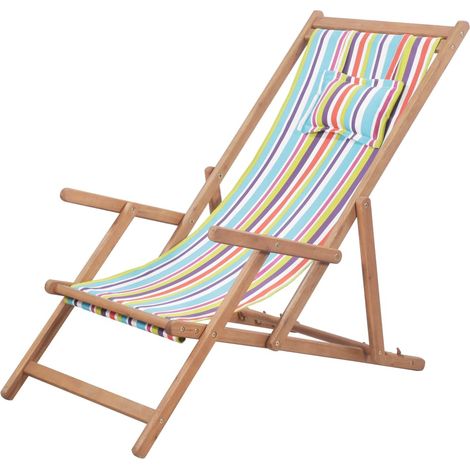 Strandstuhl Klappbar Stoff und Massivholz Mehrfarbig