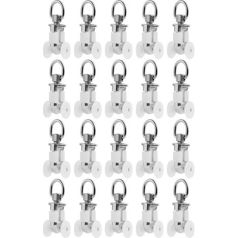 20 Pièces Rouleaux pour Rails de Rideaux en Métal, Accessoires de Glissement pour Voies de Rideau, Poulies pour Rails de Rideaux, Adaptés pour Salons, Chambres et Salles de Bain (1/5)