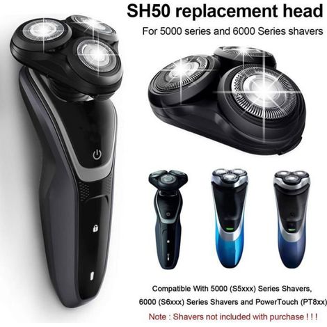 Tête De Rasoir Complète - Acier Inoxydable - Pour Rasoirs Philips Série 5000 SH50 SH50/52 - 1 Pièce (1/5)