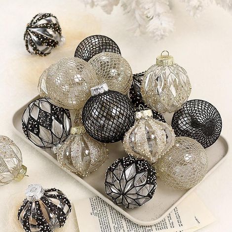 9 Boules De Nol De 6 Cm De Diamtre (noires), Dcoration De Nol (1/3)