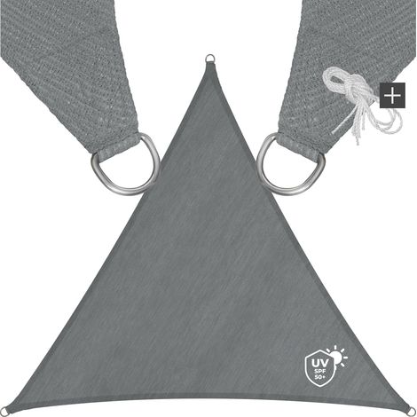 Voile d'ombrage triangulaire avec une protection UV 50+ gris