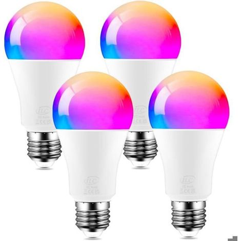 Smarte 12-W-Glühbirne mit E27-Fassung, kompatibel mit Echo (erfordert Echo), Farbtemperatur einstellbar (2700 K–6000 K), Sprachsteuerung möglich, 4er-Packung (1/4)