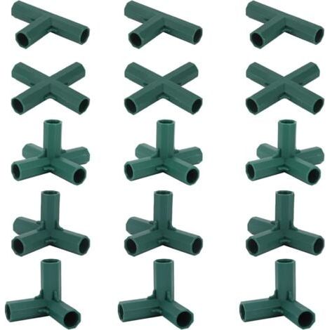 15 Stück Gewächshaus-Rahmenverbinder, Gartenrahmen-Eckverbinder, 16 mm Propellerstange, 4 Arten, robuste, stabile Halterung für Gewächshaus (1/5)