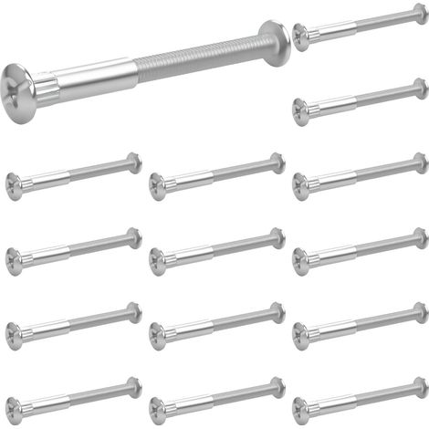 30 Pièces vis Assemblage meuble M6 Acier Nickelé 15 x vis d'Assemblage, 15 x vis pour meuble Épaisseur du Bois 76-86mm (1/5)
