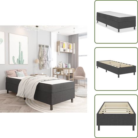 Boxspring-Bettgestell Grau Stoff 100x200 cm - Boxspringbett - Bettrahmen - Doppelbett - Grau - Stoff (1/5)
