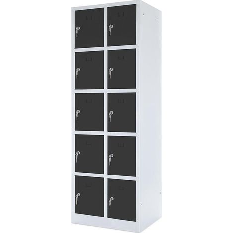 BRB Schließfachschrank, 10 Fächer, HxBxT 1800x600x500 mm (Lichtgrau/Anthrazit) (1/2)