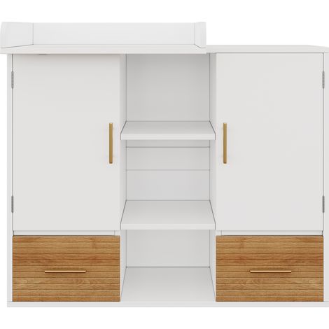 Cómoda cambiador para bebé con almacenaje y barandilla desmontable MDF 114 x 53 x 92 cm (1/5)
