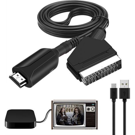 Adaptateur, Convertisseur Péritel vers HDMI, Scart vers Hdmi, pour Full HD TV,Audio Vidéo pour Lecteur Sky Blu-Ray STB Xbox PS3